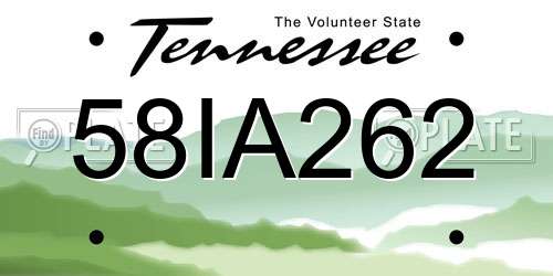 58IA262 Tennessee License Plate