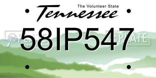 58IP547 Tennessee License Plate