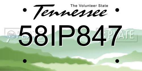 58IP847 Tennessee License Plate