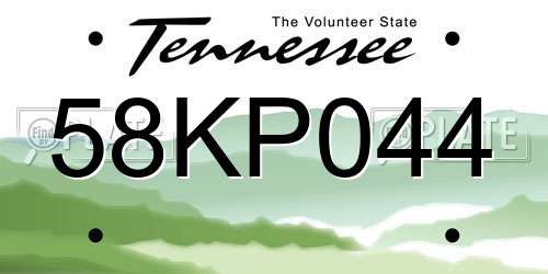 58KP044 Tennessee License Plate