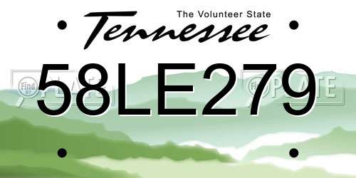 58LE279 Tennessee License Plate