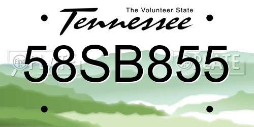 58SB855 Tennessee License Plate