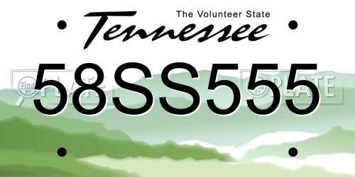58SS555 Tennessee License Plate