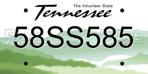 58SS585 Tennessee License Plate