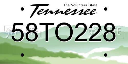 58TO228 Tennessee License Plate