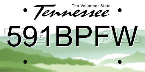 591BPFW Tennessee License Plate