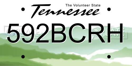 592BCRH Tennessee License Plate