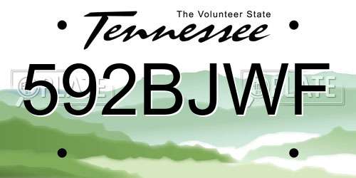 592BJWF Tennessee License Plate