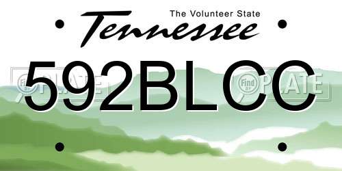 592BLCC Tennessee License Plate