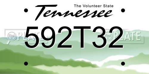 592T32 Tennessee License Plate