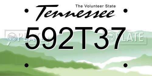 592T37 Tennessee License Plate