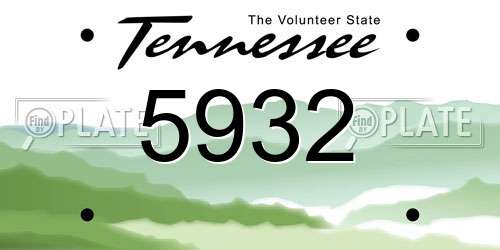 5932 Tennessee License Plate