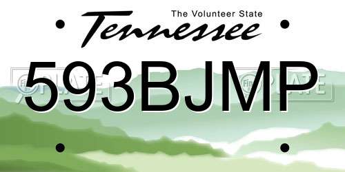 593BJMP Tennessee License Plate