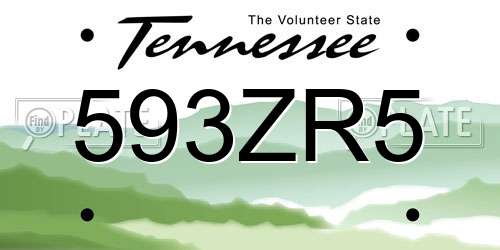 593ZR5 Tennessee License Plate