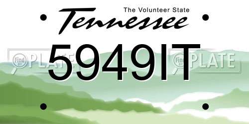 5949IT Tennessee License Plate