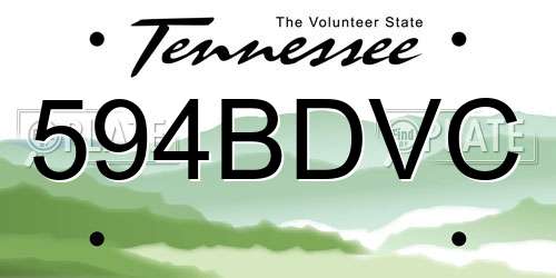 594BDVC Tennessee License Plate