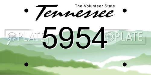 5954 Tennessee License Plate