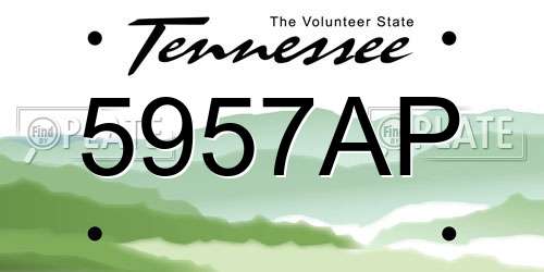 5957AP Tennessee License Plate