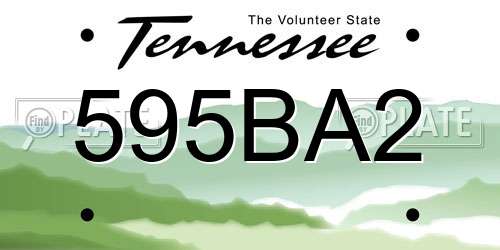 595BA2 Tennessee License Plate