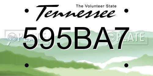 595BA7 Tennessee License Plate