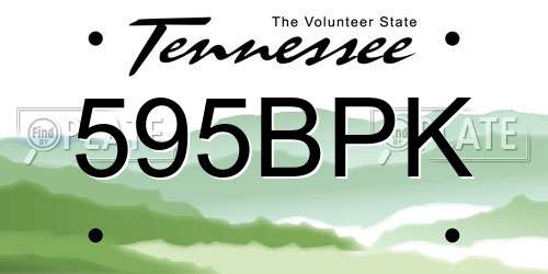 595BPK Tennessee License Plate