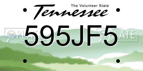 595JF5 Tennessee License Plate