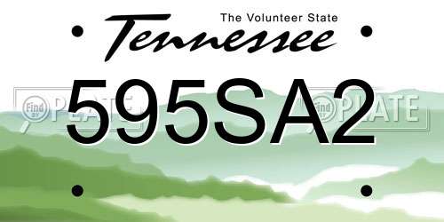 595SA2 Tennessee License Plate