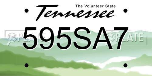 595SA7 Tennessee License Plate