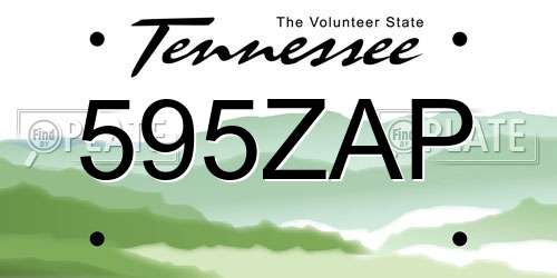 595ZAP Tennessee License Plate