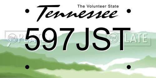 597JST Tennessee License Plate