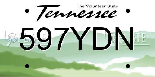 597YDN Tennessee License Plate