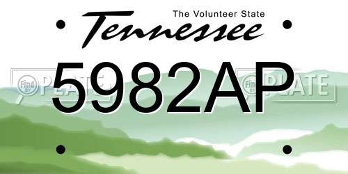 5982AP Tennessee License Plate