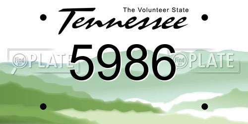 5986 Tennessee License Plate