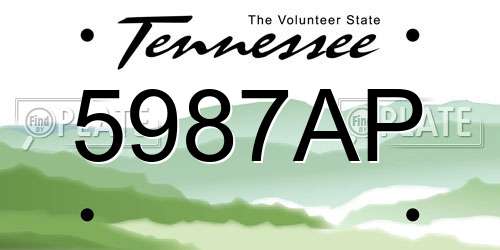 5987AP Tennessee License Plate