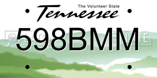 598BMM Tennessee License Plate