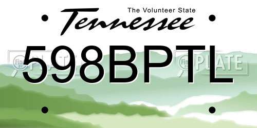 598BPTL Tennessee License Plate