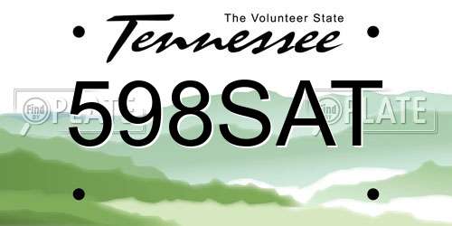 598SAT Tennessee License Plate