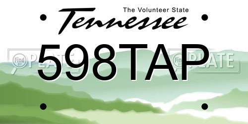 598TAP Tennessee License Plate
