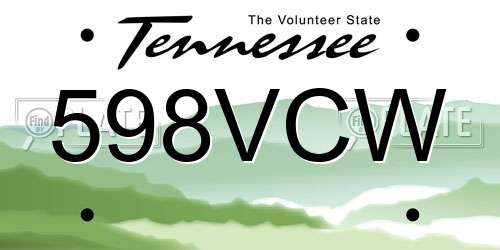 598VCW Tennessee License Plate