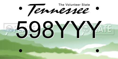 598YYY Tennessee License Plate