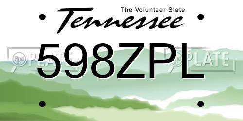 598ZPL Tennessee License Plate