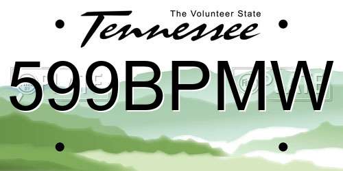 599BPMW Tennessee License Plate