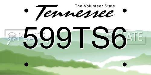 599TS6 Tennessee License Plate