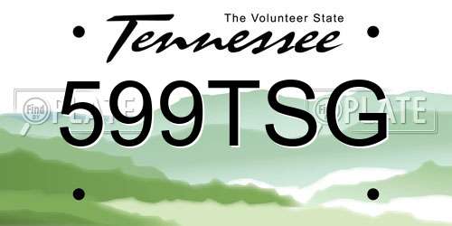 599TSG Tennessee License Plate