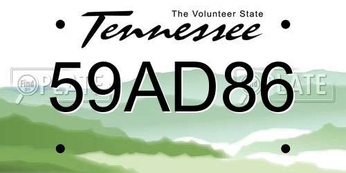 59AD86 Tennessee License Plate