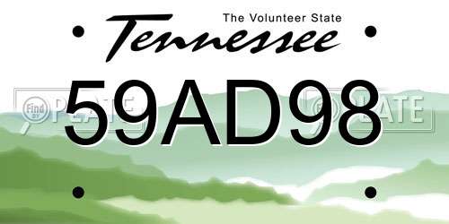 59AD98 Tennessee License Plate