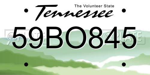 59BO845 Tennessee License Plate