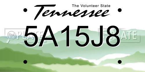 5A15J8 Tennessee License Plate