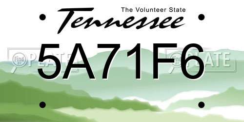 5A71F6 Tennessee License Plate