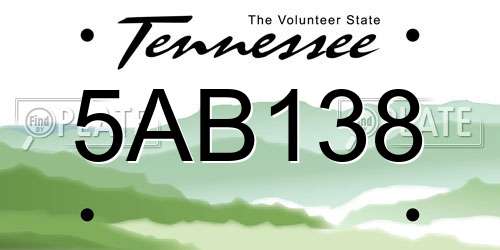 5AB138 Tennessee License Plate